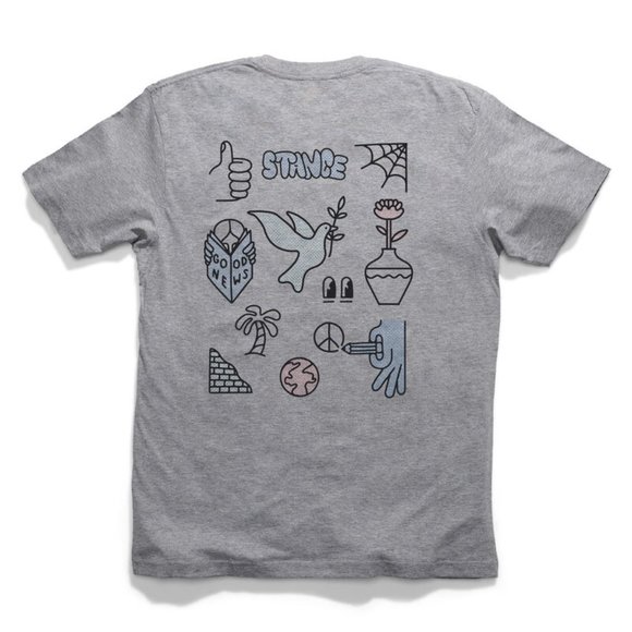 NWT Stance The Crew Men's SS T-Shirt SKETCHY Dove Peace Heather Gray Small - Picture 1 of 7